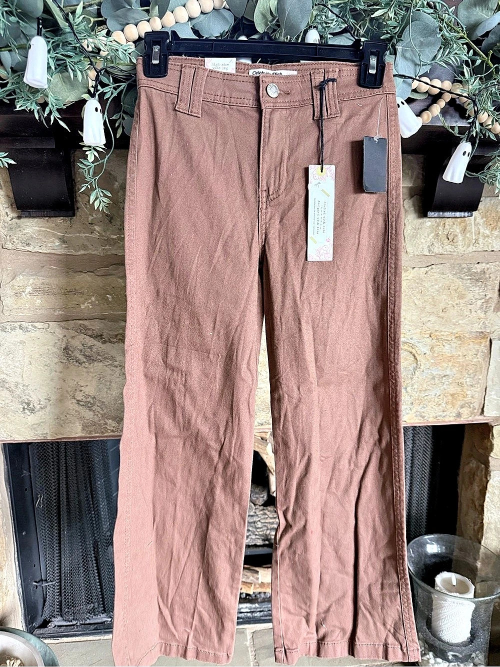 Celebrity Pink High-Rise Wide Leg Girls Size 10 Brown NWT